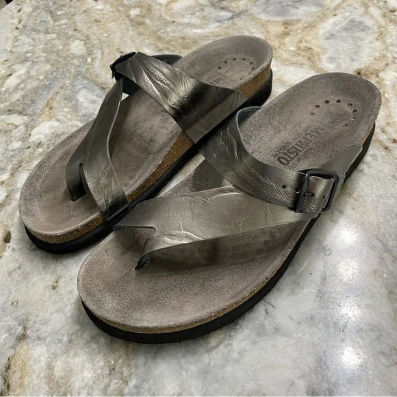 MEPHISTO Silver Helen Leather Comfort Sandals EU 38 - Picture 4 of 14